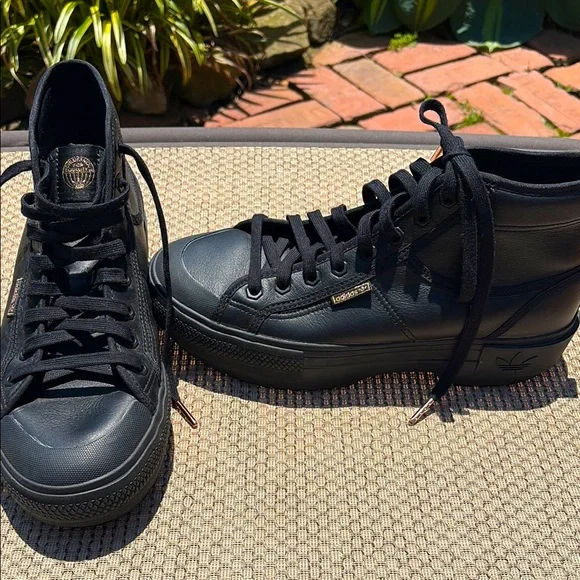adidas | Shoes | Adidas Nizza Trek Black Platform Sneakers With Chunky Sole  | Poshmark